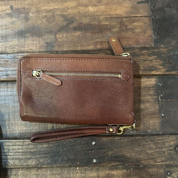 Vintage Fossil 1954 Brown Leather Wallet Wristlet Organizer Clutch - Picture 3 of 12